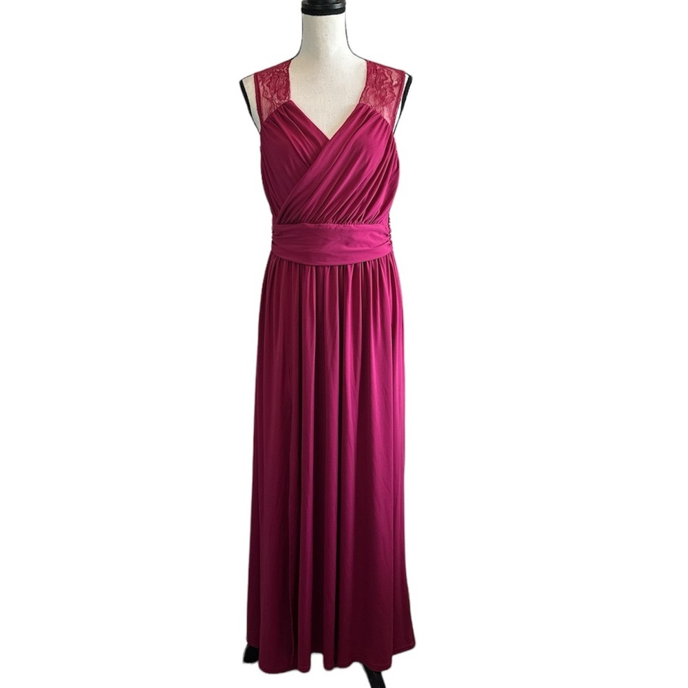 Pink Lace Maxi Formal Wedding Prom Event Flattering Dress Size Large